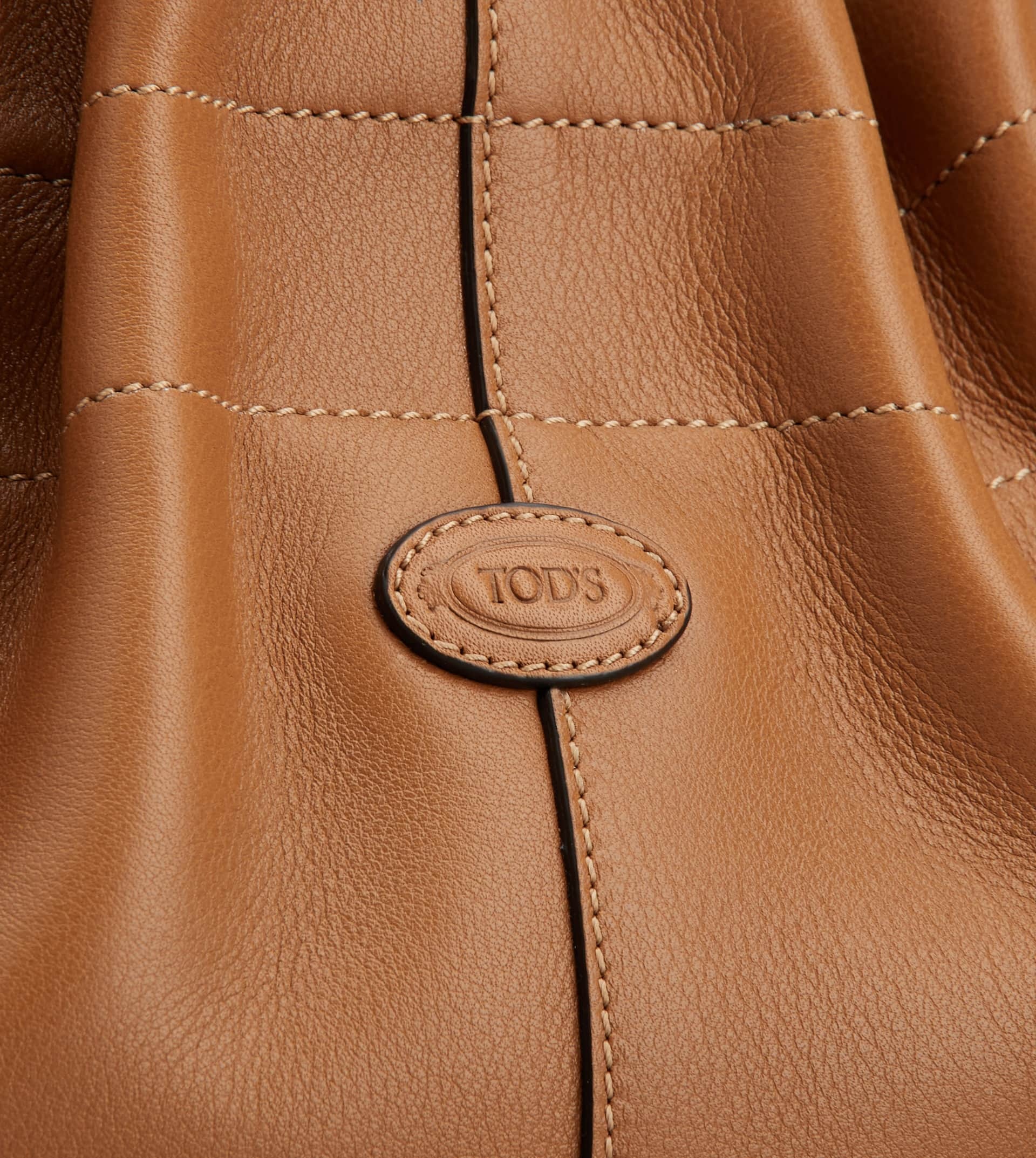 TOD'S DI BAG BUCKET BAG IN LEATHER MINI WITH DRAWSTRING - BROWN - 4