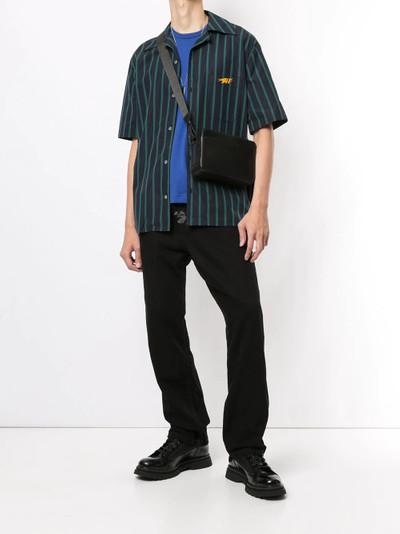 Off-White logo-print striped shirt outlook