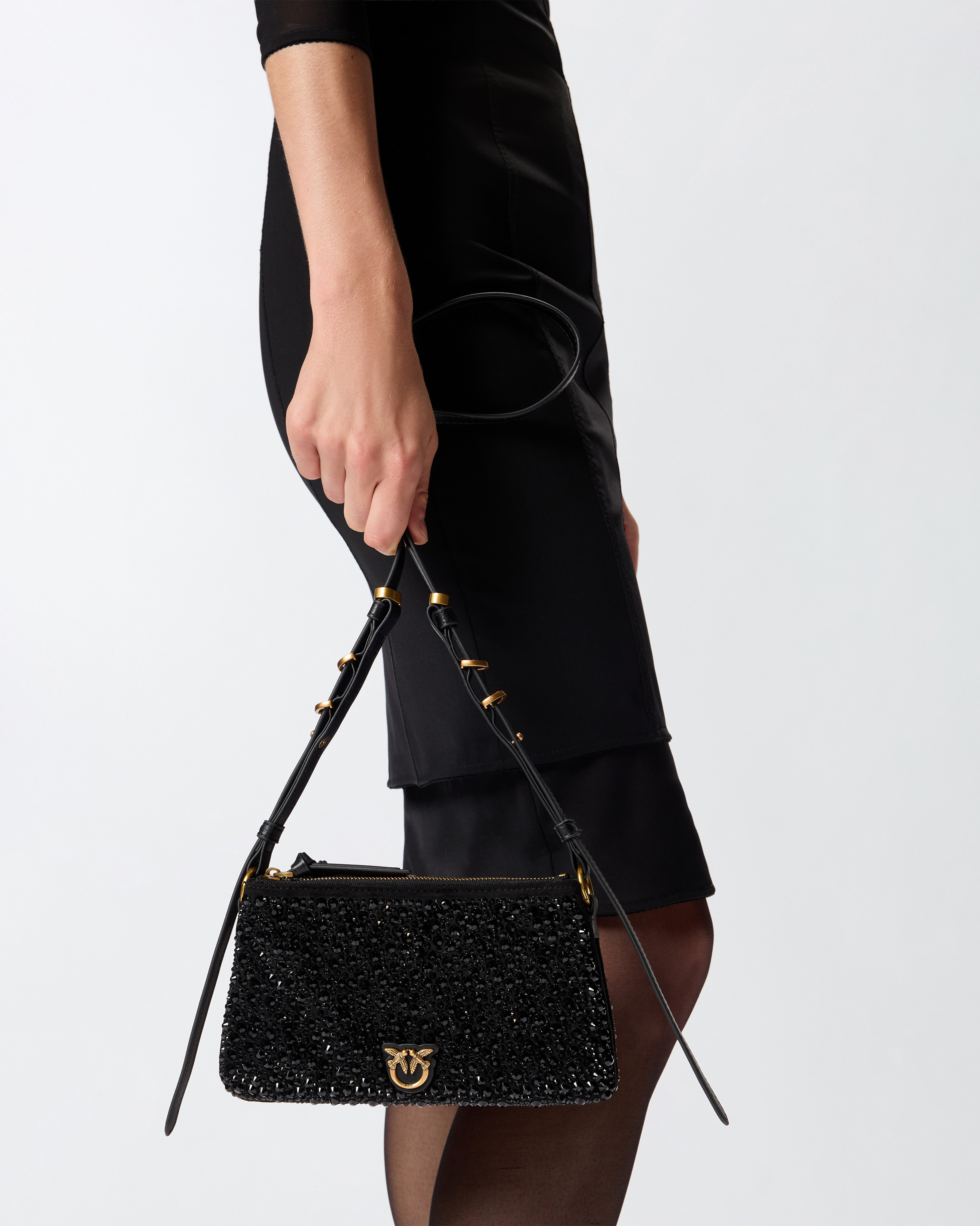 MINI DOUBLE BAG FULLY RHINESTONED SHOULDER BAG - 6