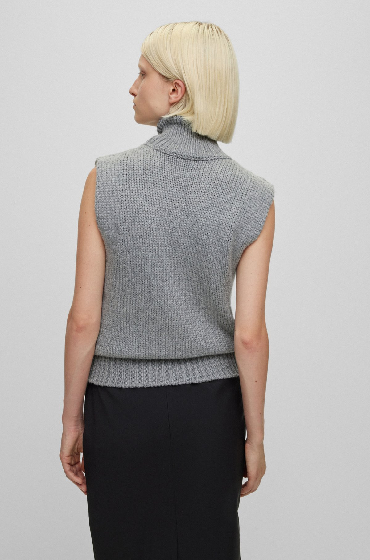 COTTON AND WOOL-BLEND ROLLNECK SWEATER VEST - 4
