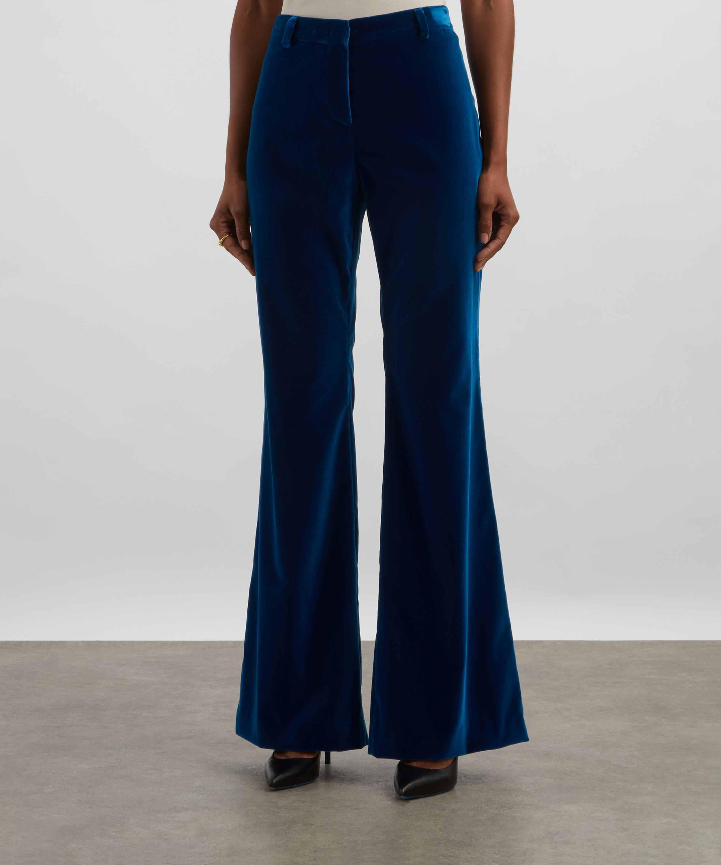 Electric Blue Velvet Trousers - 3