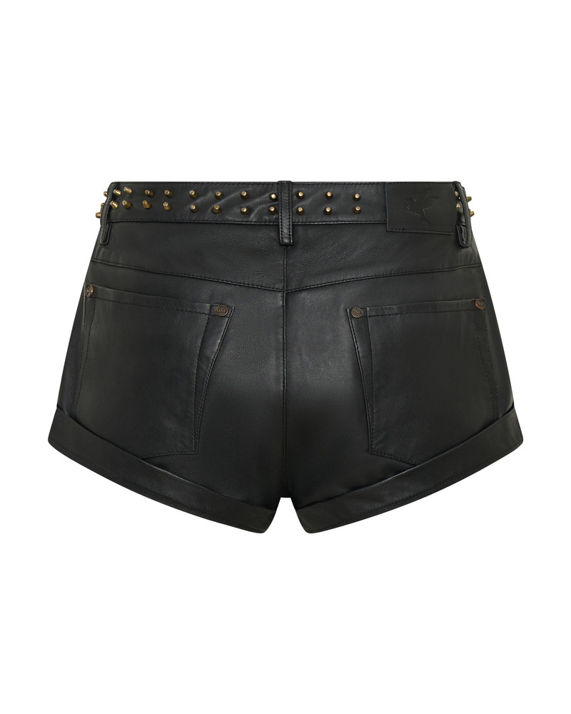 Bandits Low Waist Studded Zipped Leather Shorts - Black 1