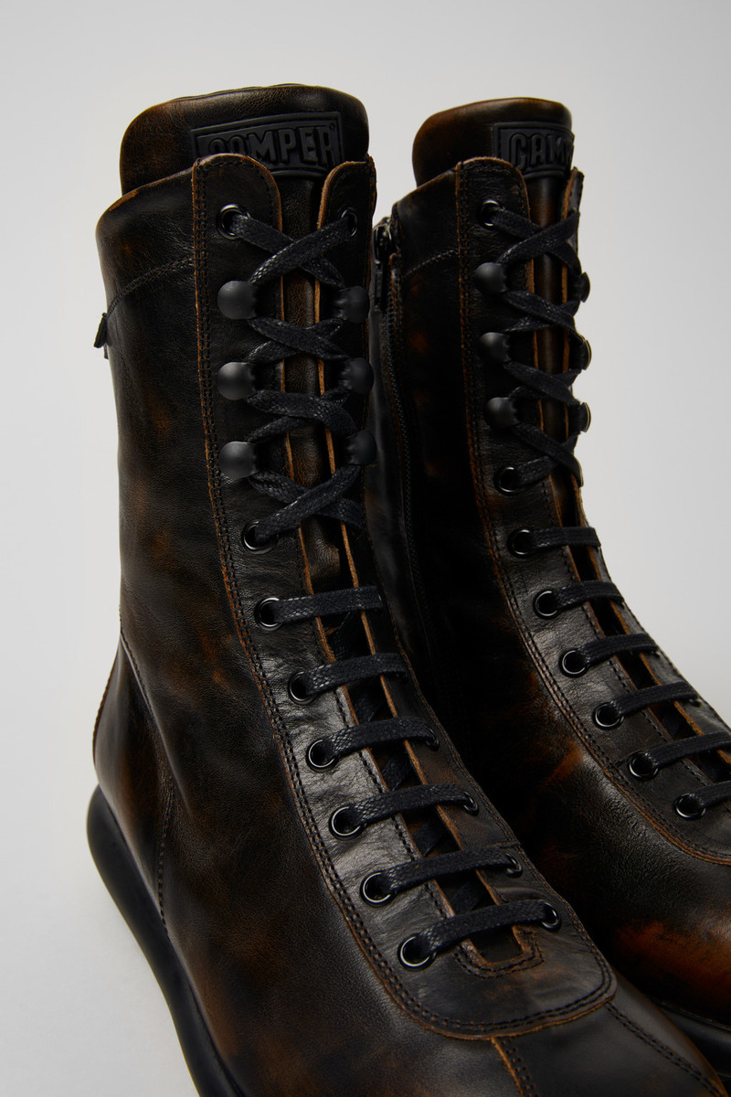 Black-brown leather boots for men 2