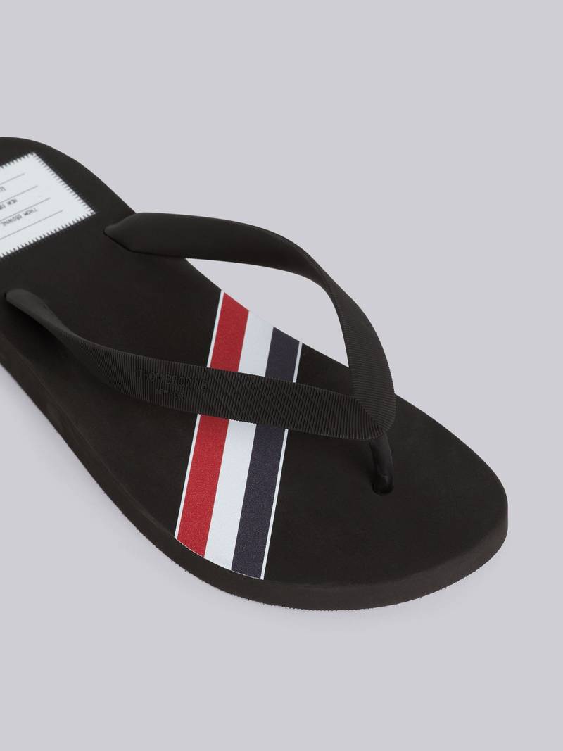 Thom Browne Black Molded Rubber Stripe Flip Flop outlook