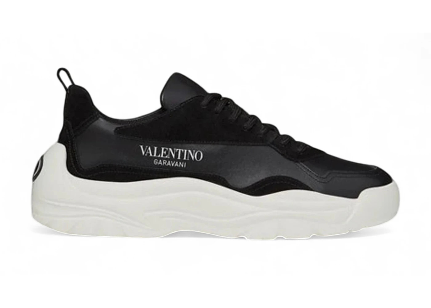 Valentino Gumboy Calfskin Sneakers Black White - 1