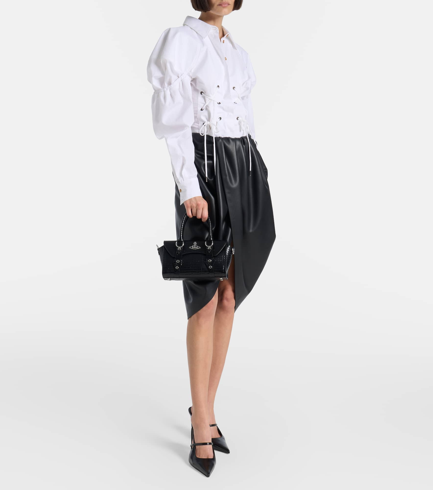 Bettina Mini croc-effect leather tote bag - 5