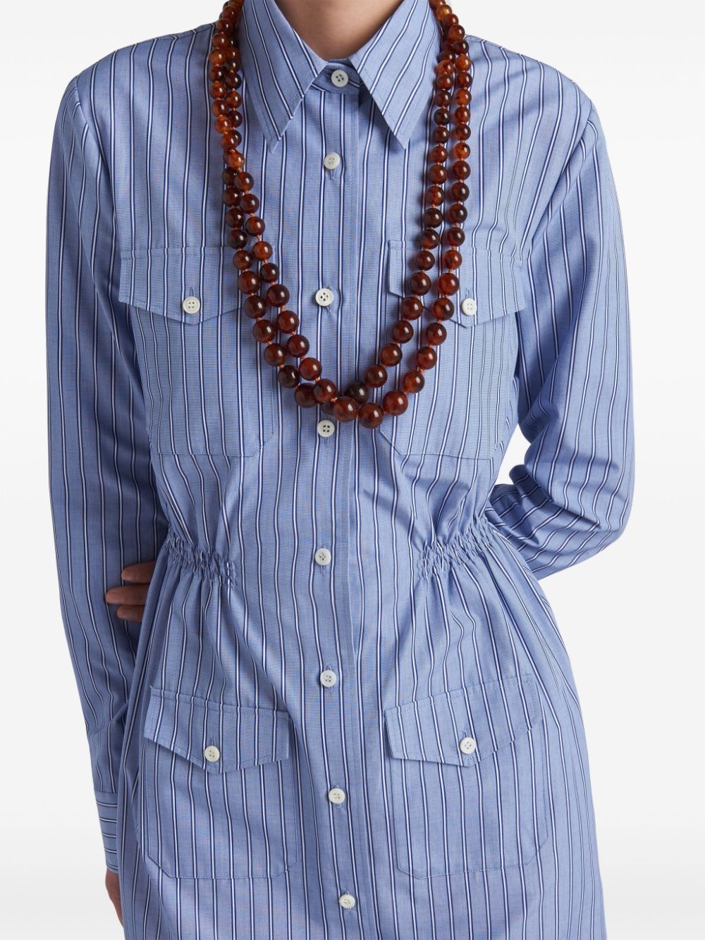 striped chambray shirtdress - 4