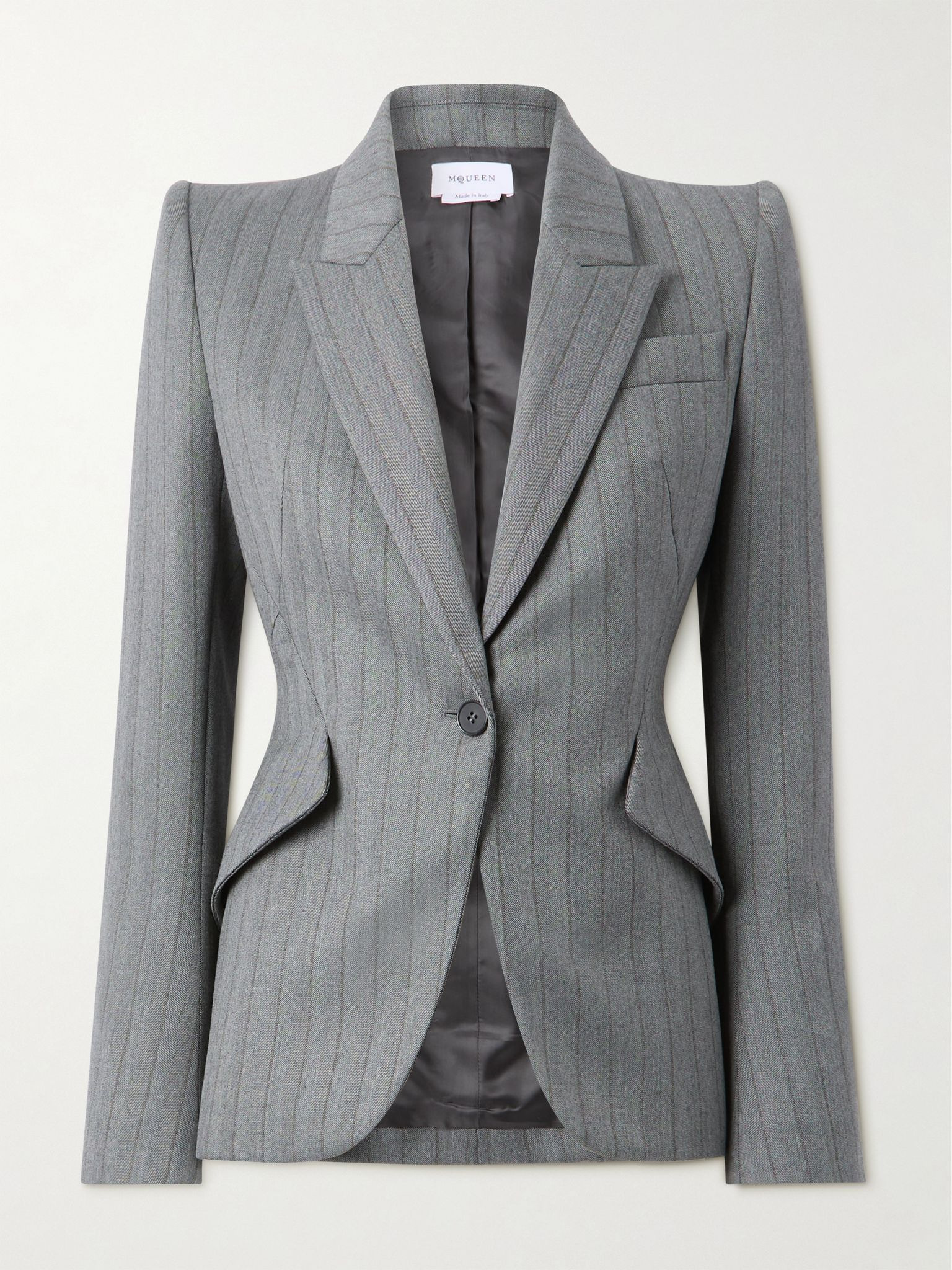 Striped herringbone wool blazer Gray - 1