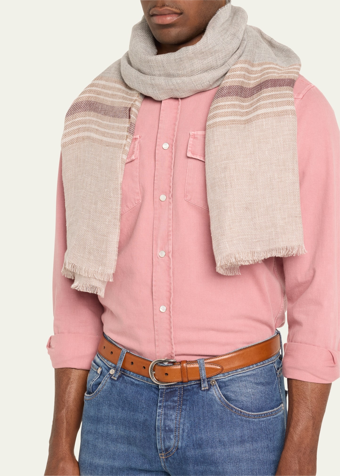 Men's Linen Stripe Scarf - 3