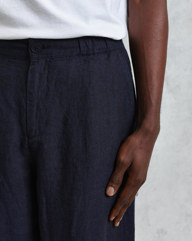Glencoe - Navy Two-Tone Linen Trousers 4