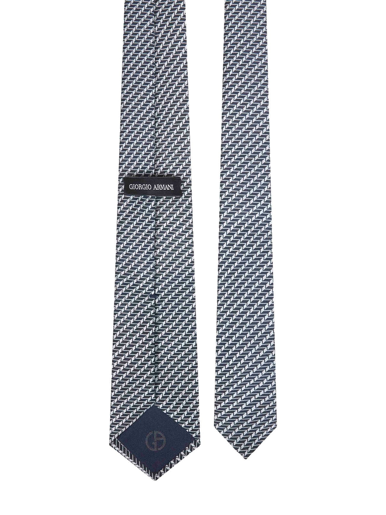 Giorgio Armani Men Blue Jacquard Silk Tie - 2
