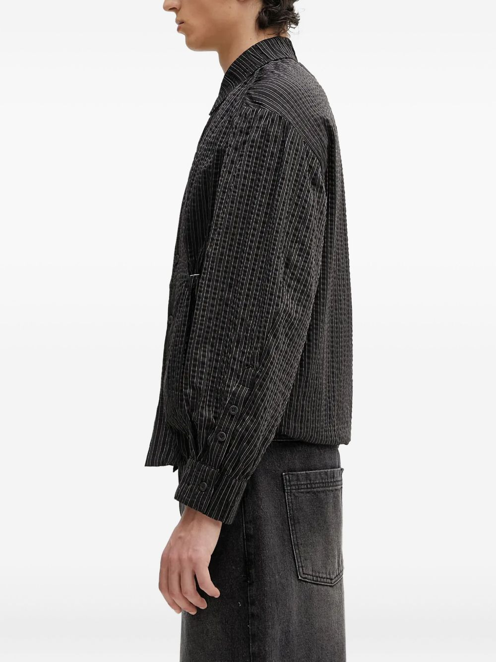 striped-pattern gathered shirt - 2