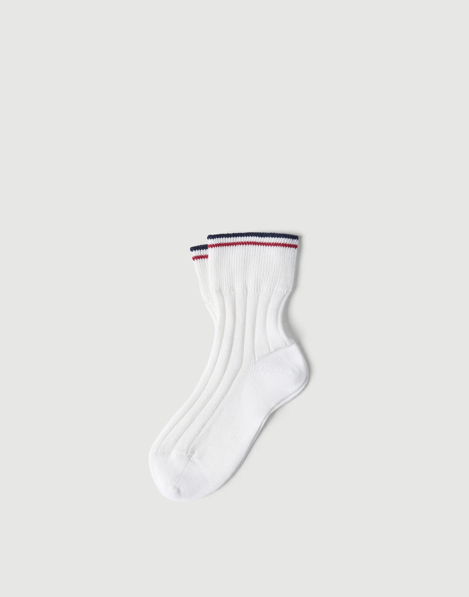 Cotton rib knit socks with stripes - 1