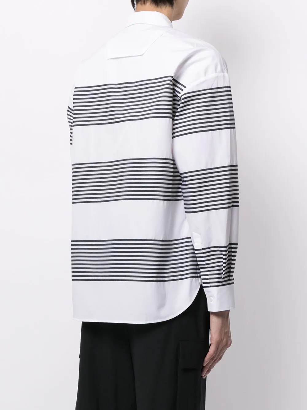 stripe-panelled cotton shirt - 4