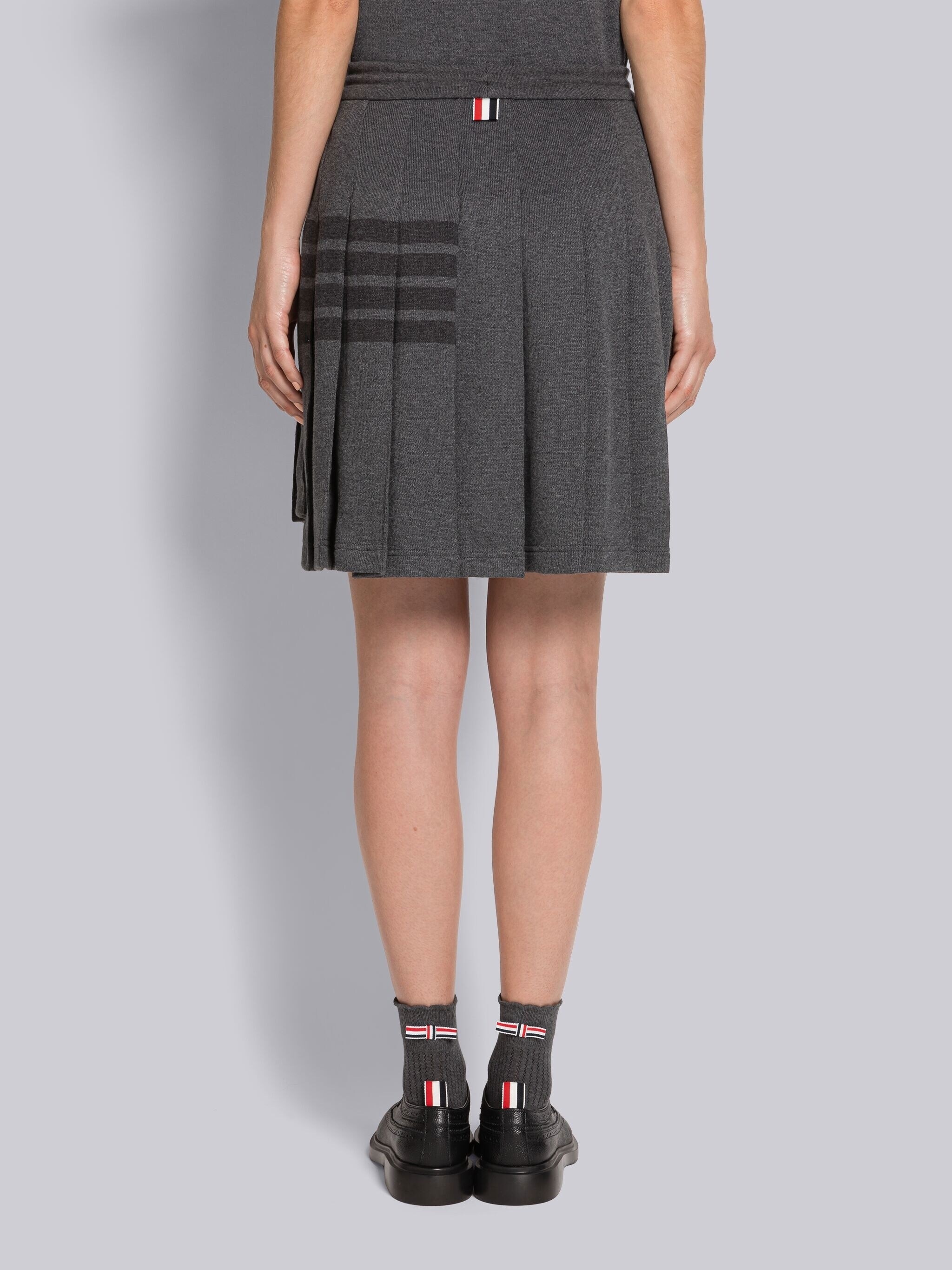 Double Face Knit 4-Bar Pleated Mini Skirt - 2
