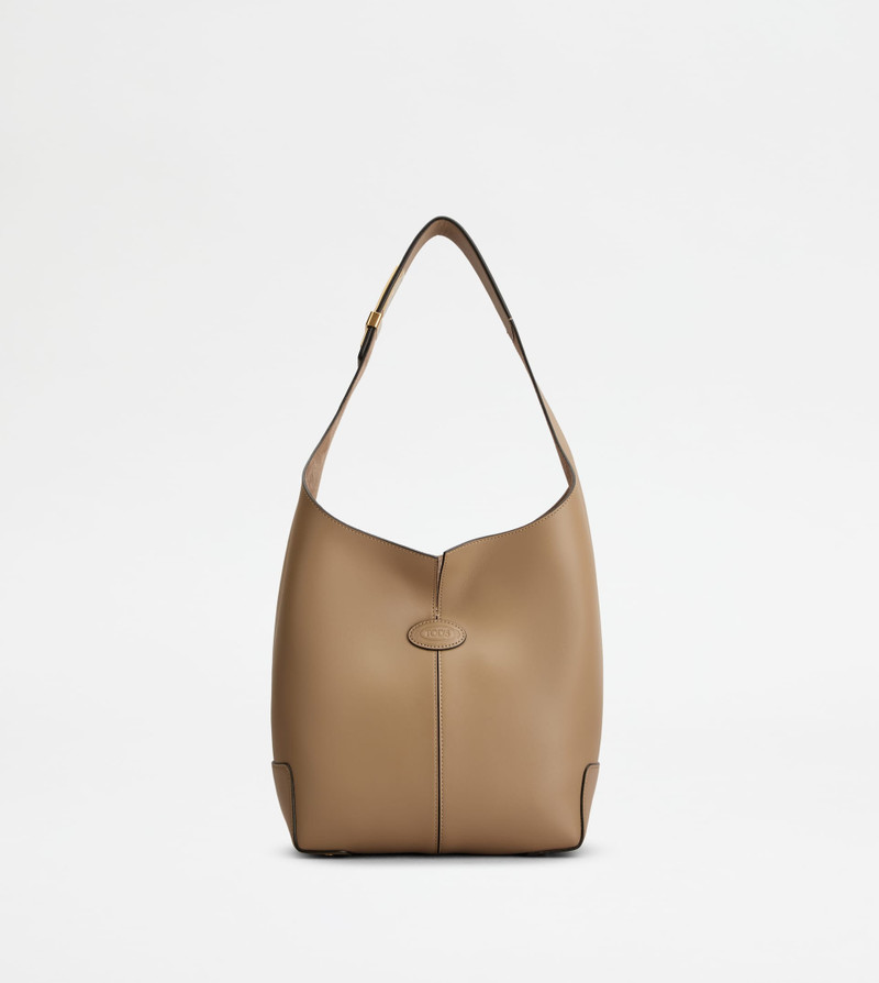 TOD'S DI BAG FOLIO SHOULDER BAG IN LEATHER SMALL - BEIGE 1