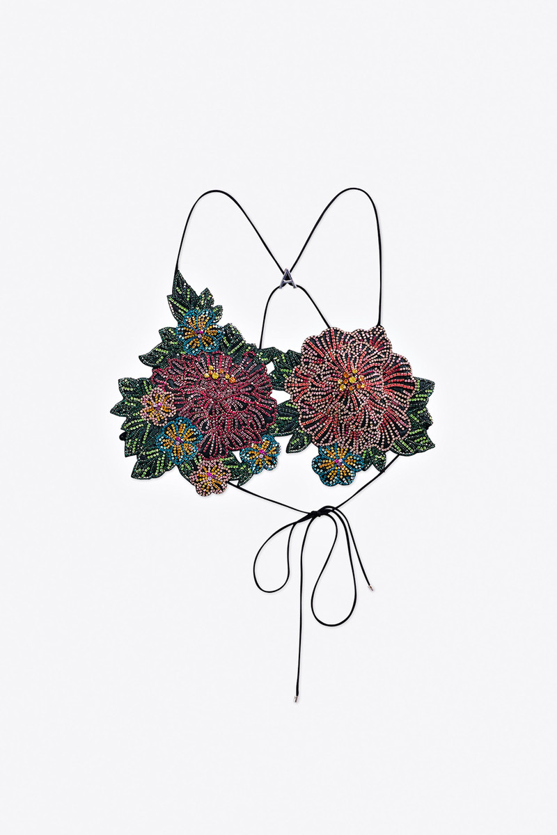 EMBROIDERED CRYSTAL FLOWER BRA TOP 1