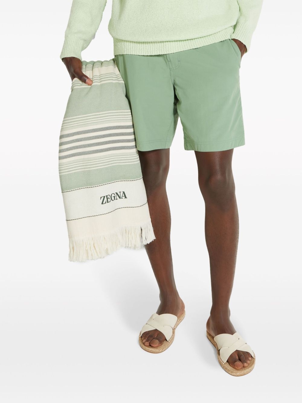 logo-embroidered cotton beach towel - 4