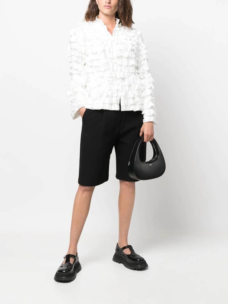 Comme des Garçons Comme des Garçons band-collar ruffled fitted jacket outlook