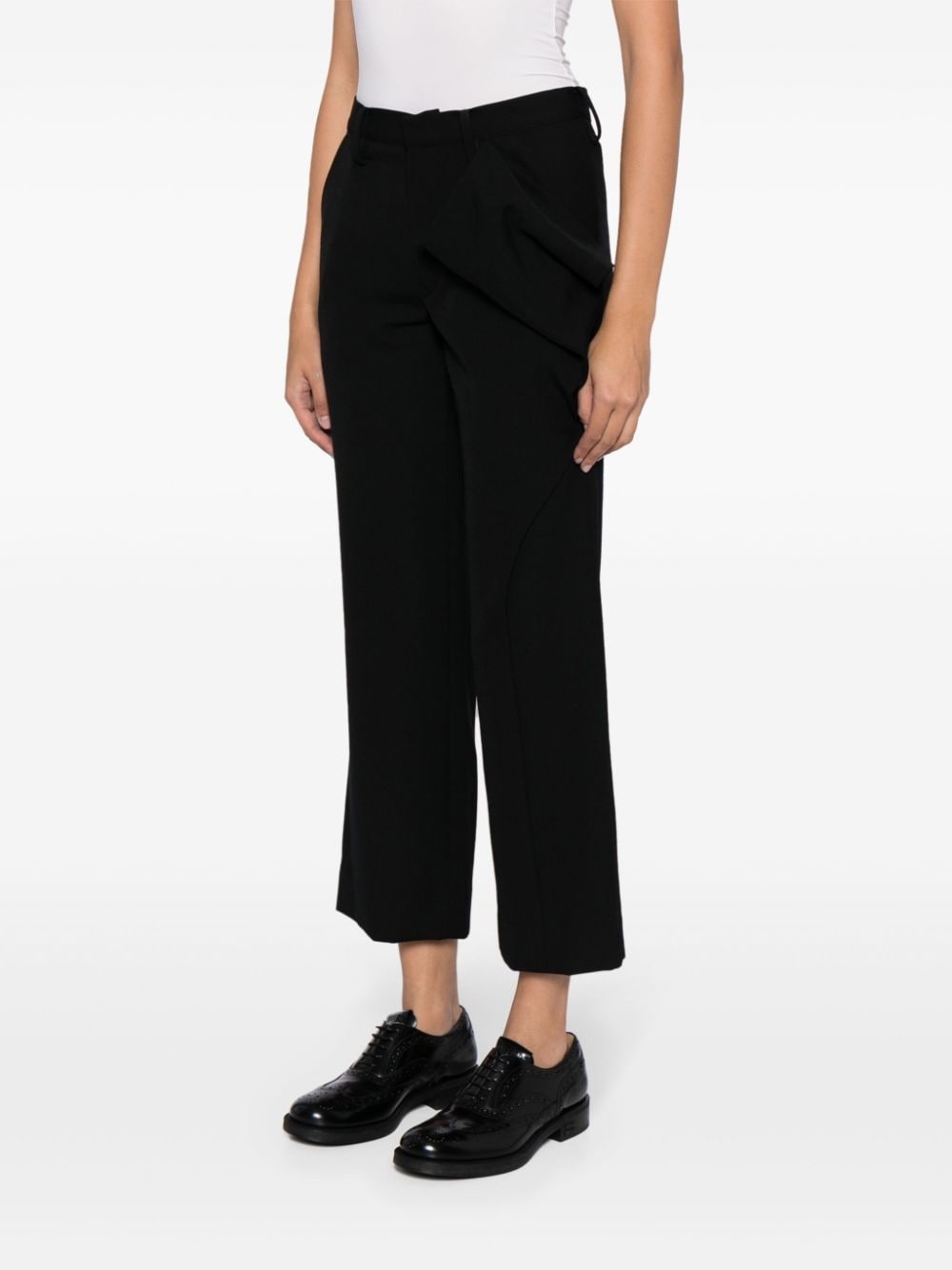 draped-detail cropped wool trousers - 3