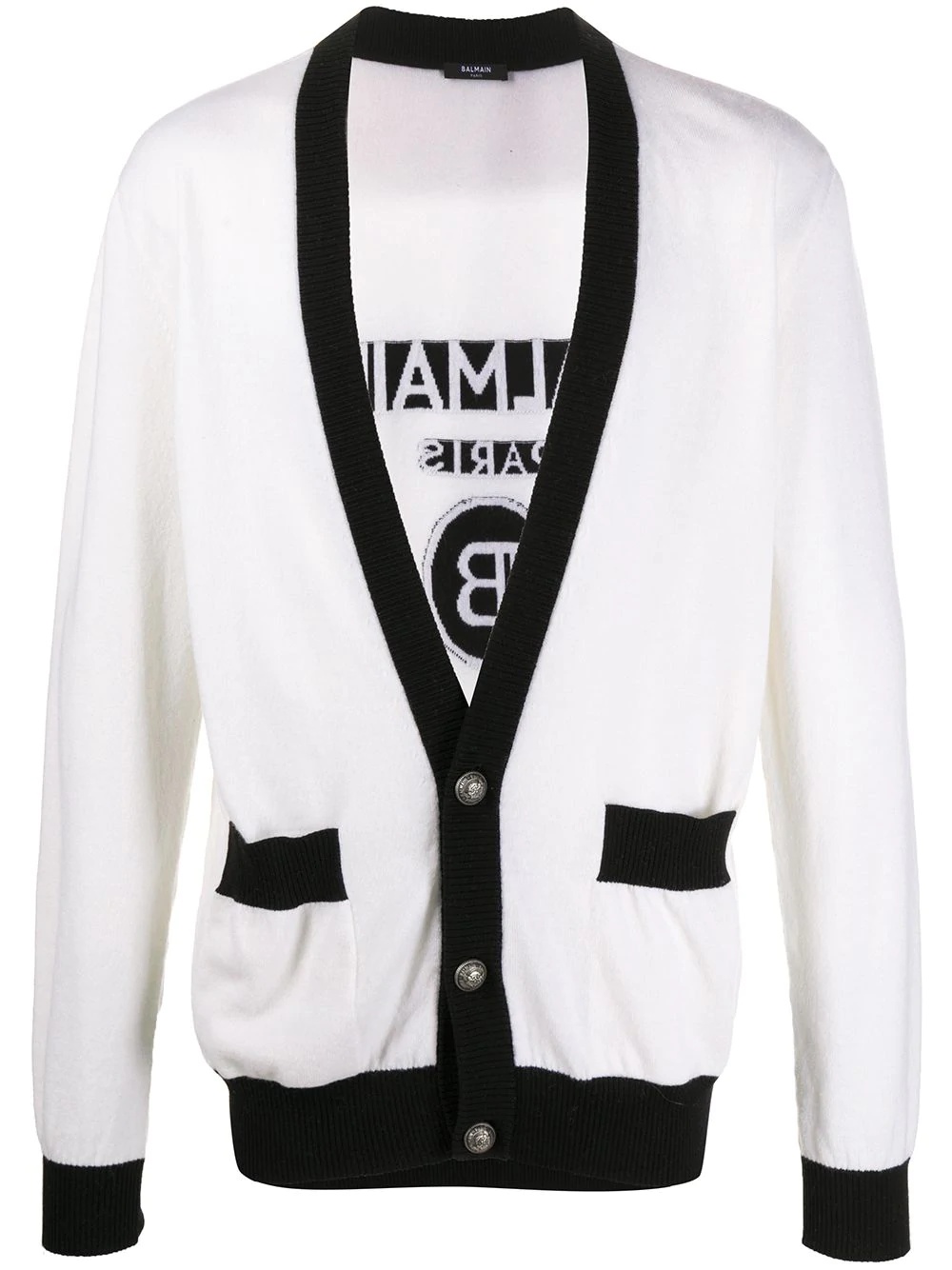 logo v-neck cardigan - 1