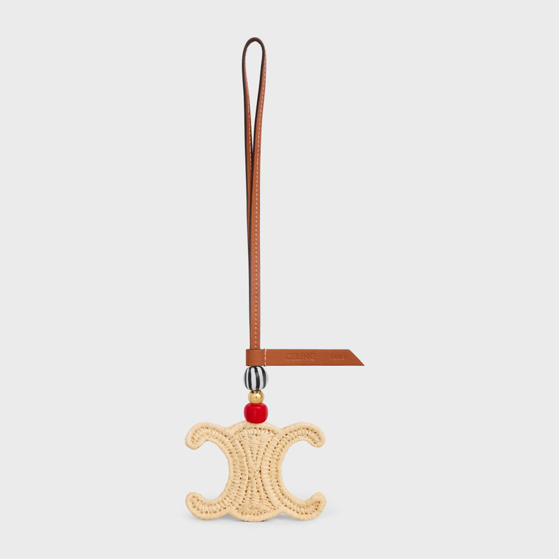TRIOMPHE CHARM IN RAFFIA AND NATURAL CALFSKIN 1