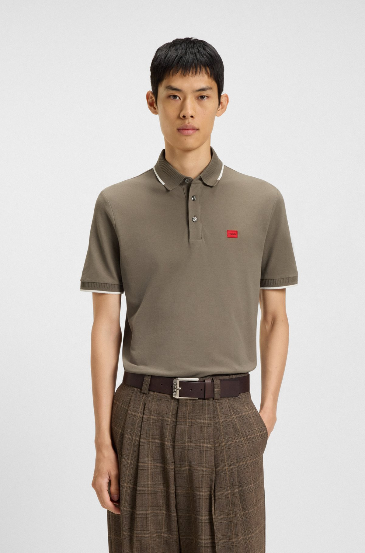 SLIM-FIT POLO SHIRT WITH RED LOGO LABEL - 2