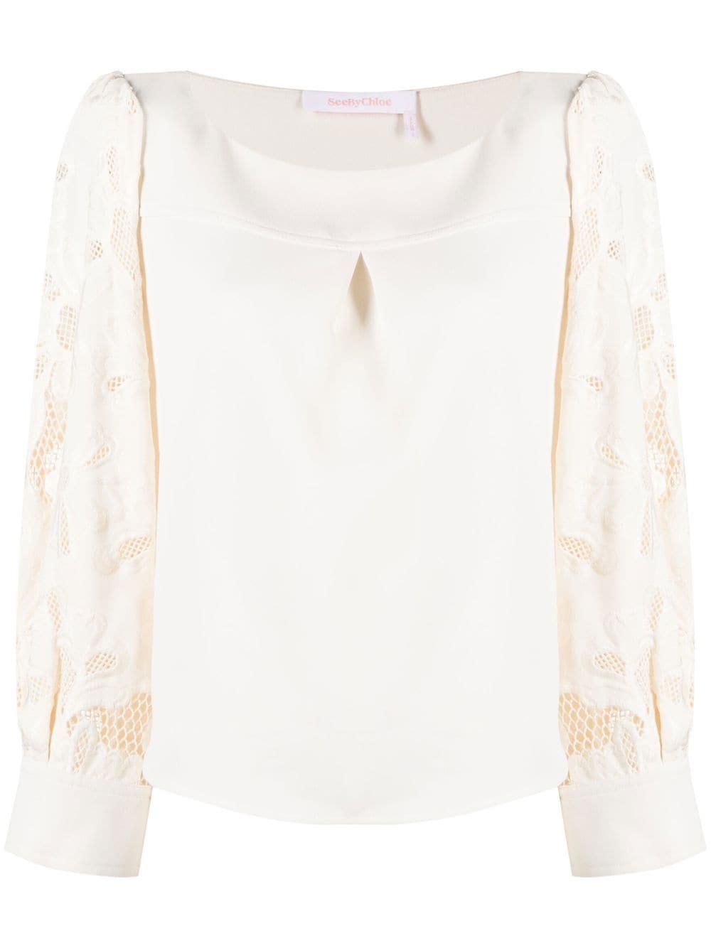 guipure long-sleeve blouse - 1