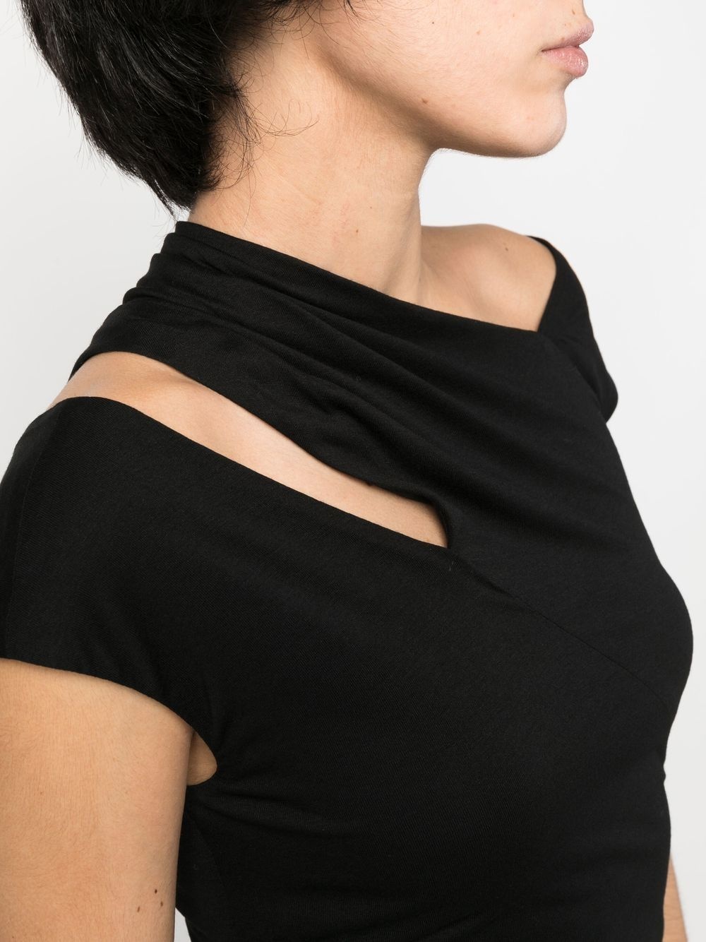 asymmetric jersey midi-dress - 5