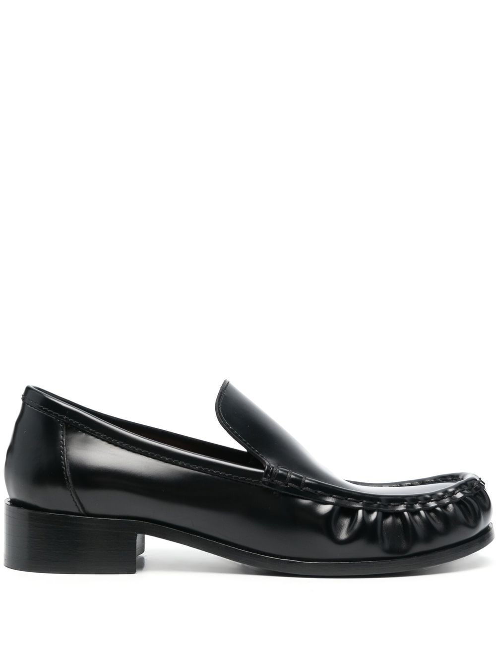 block-heel leather loafers - 1