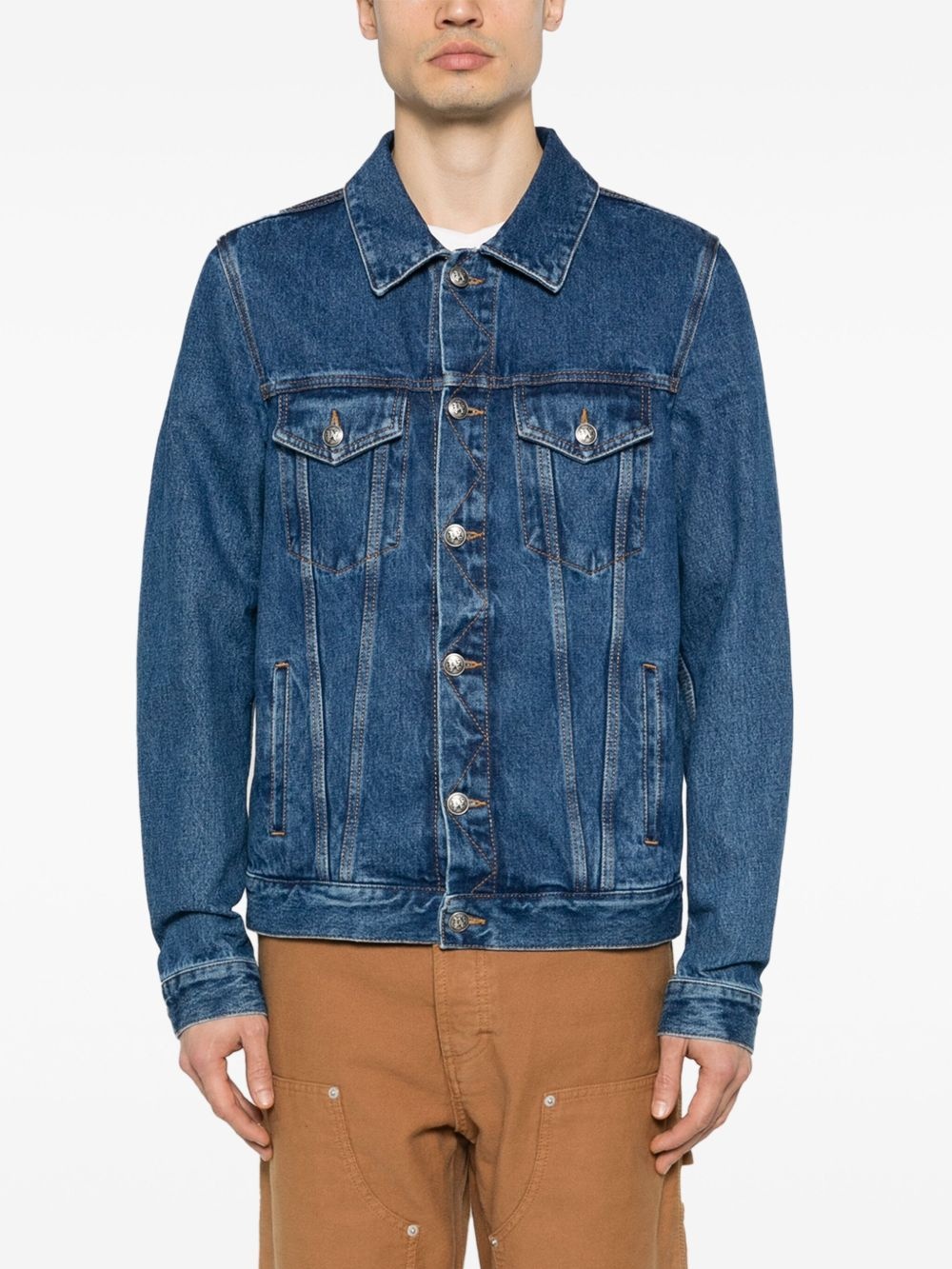 embossed-monogram denim jacket - 3