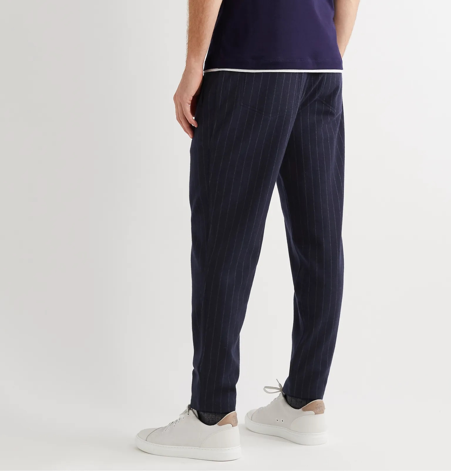 Pinstriped Cashmere and Cotton-Blend Sweatpants - 4