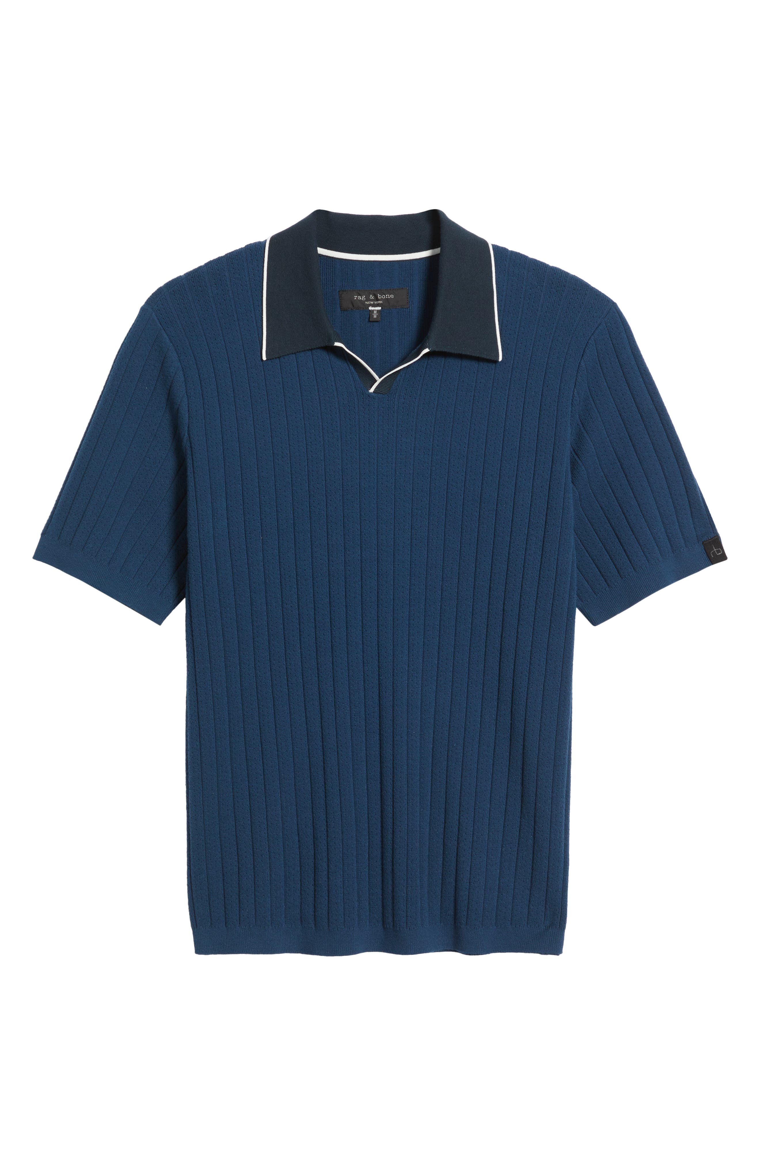 rag & bone Sanford Rib Johnny Collar Polo in Midnight at Nordstrom - 6