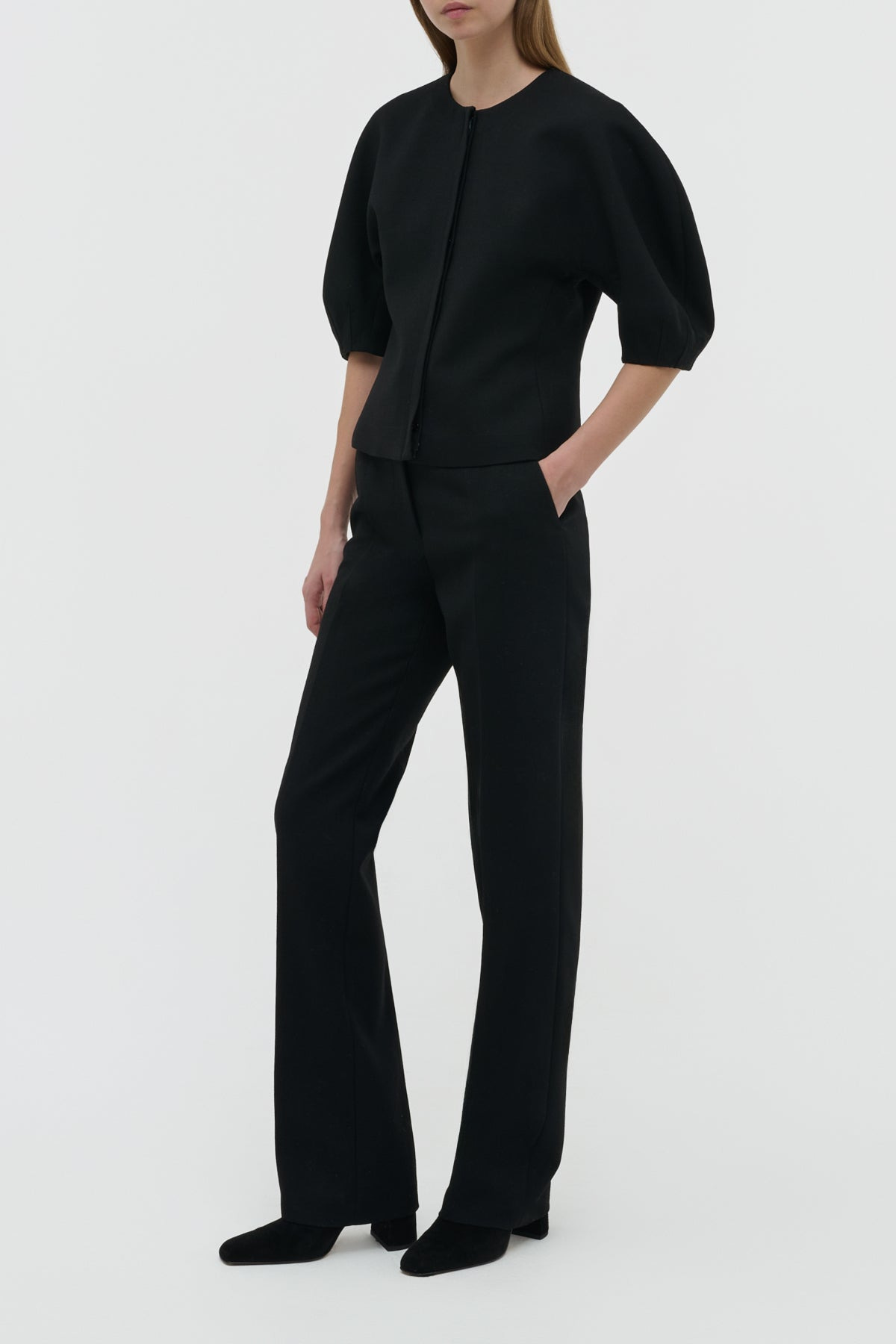 Waverly Top in Black Recycled Wool - 3