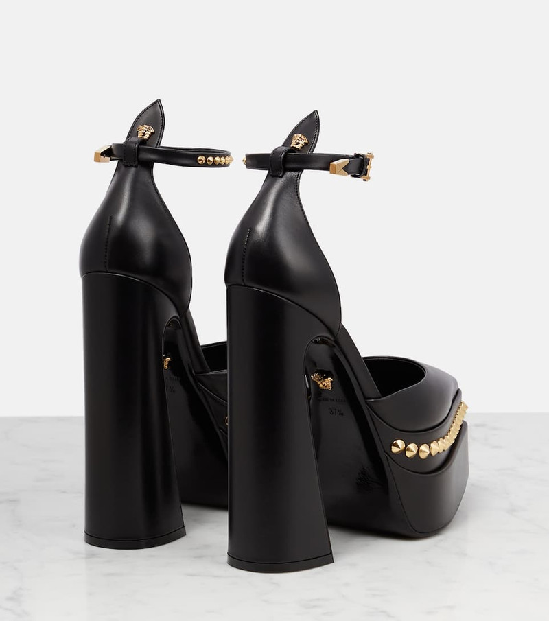 Aevitas Pointy stud leather platform pumps 3