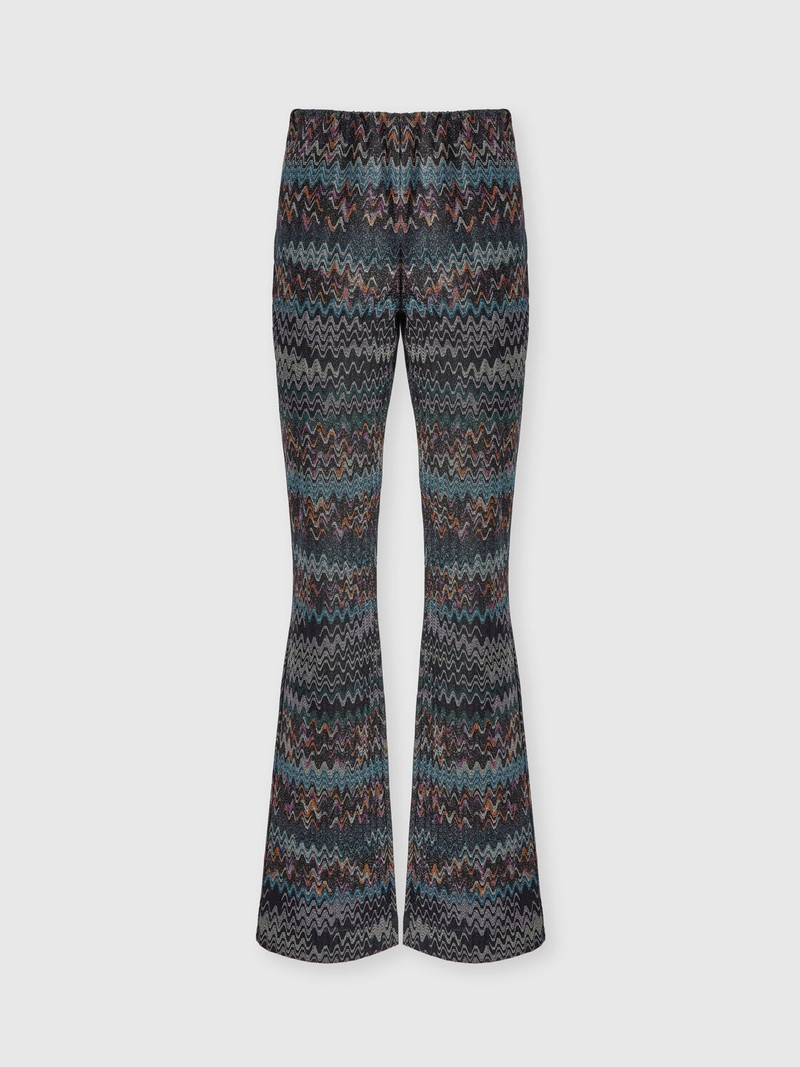 Flare trousers in lamé viscose 1