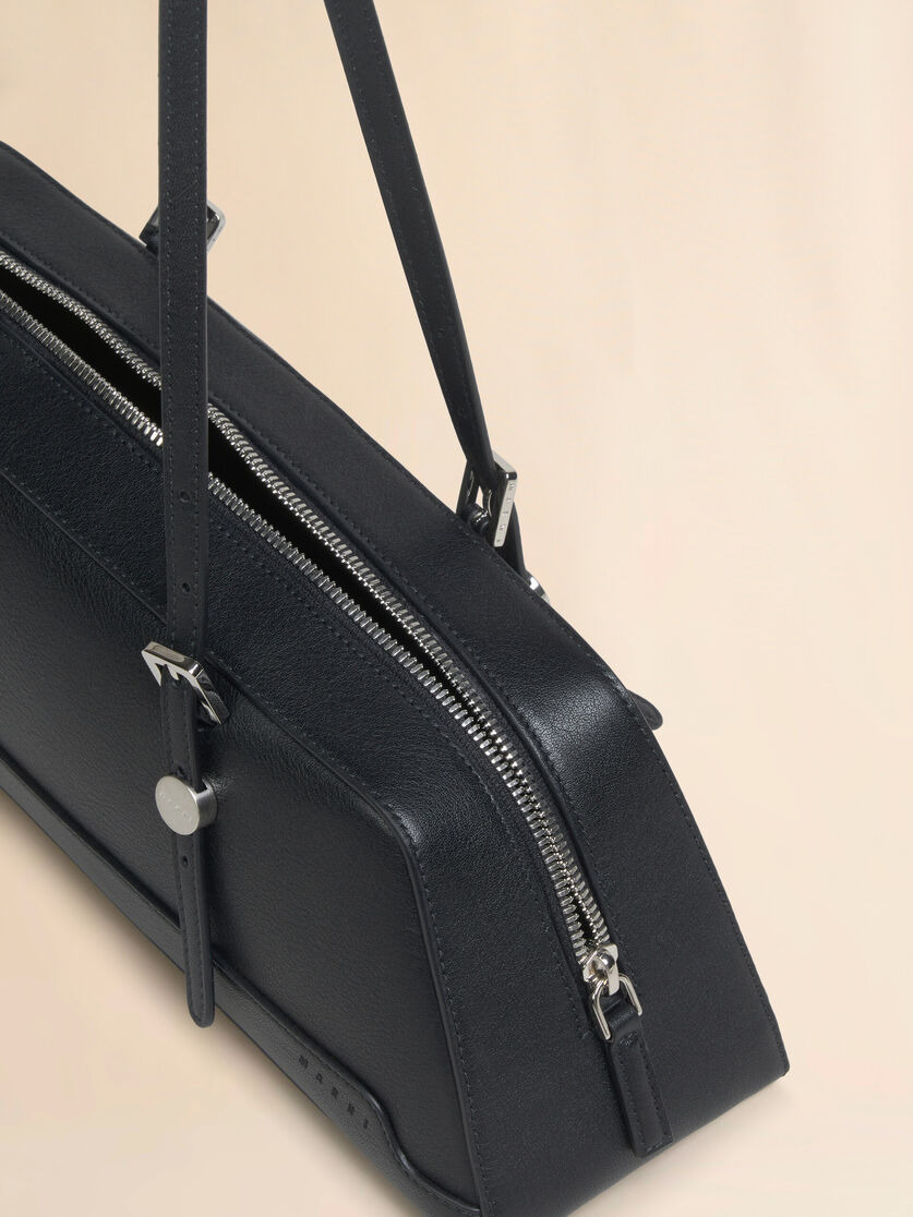 BLACK LEATHER DOT LONG DUFFLE BAG - 4