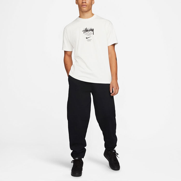 Nike x Stussy Crossover Logo Round Neck Pullover Sweatshirt 'White' DD3342-121 - 5