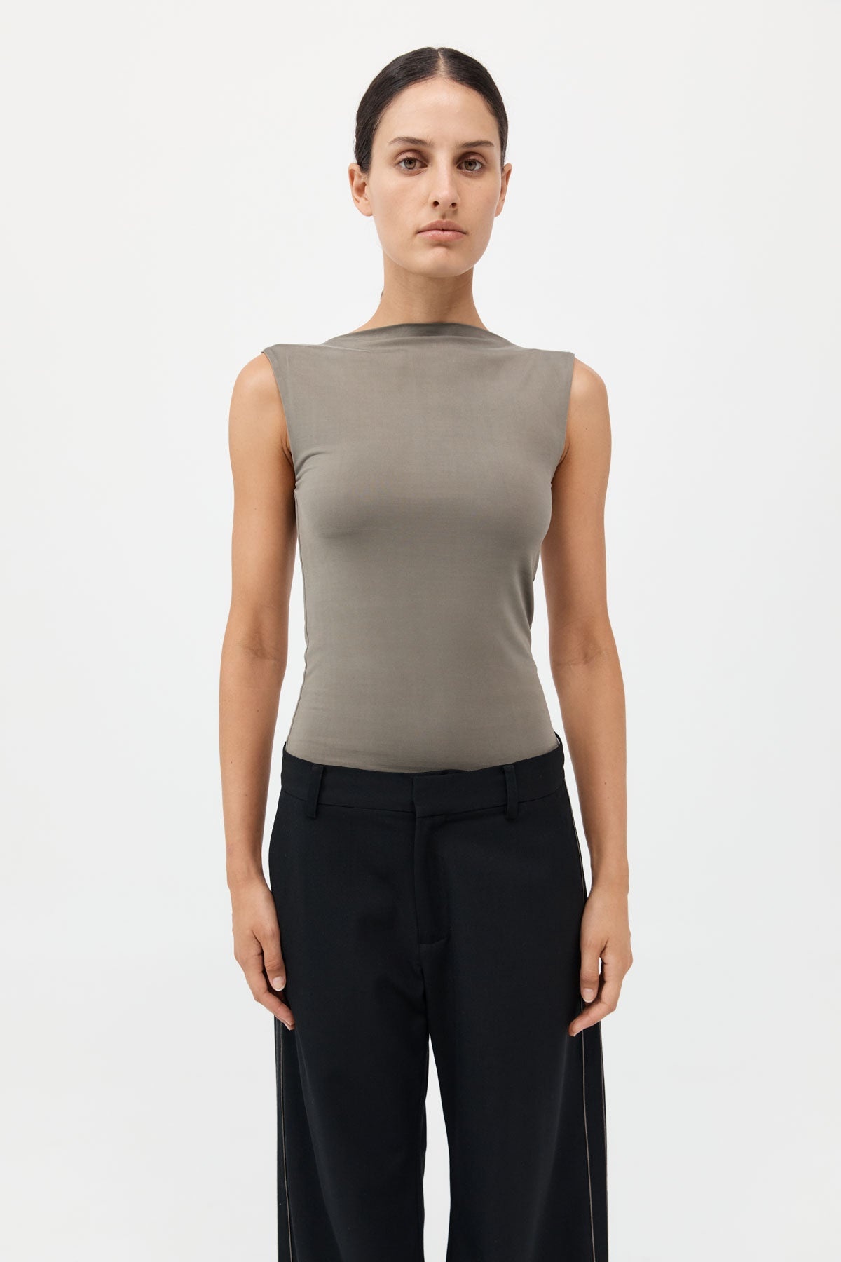 Cupro Jersey Top - Smokey Olive - 3