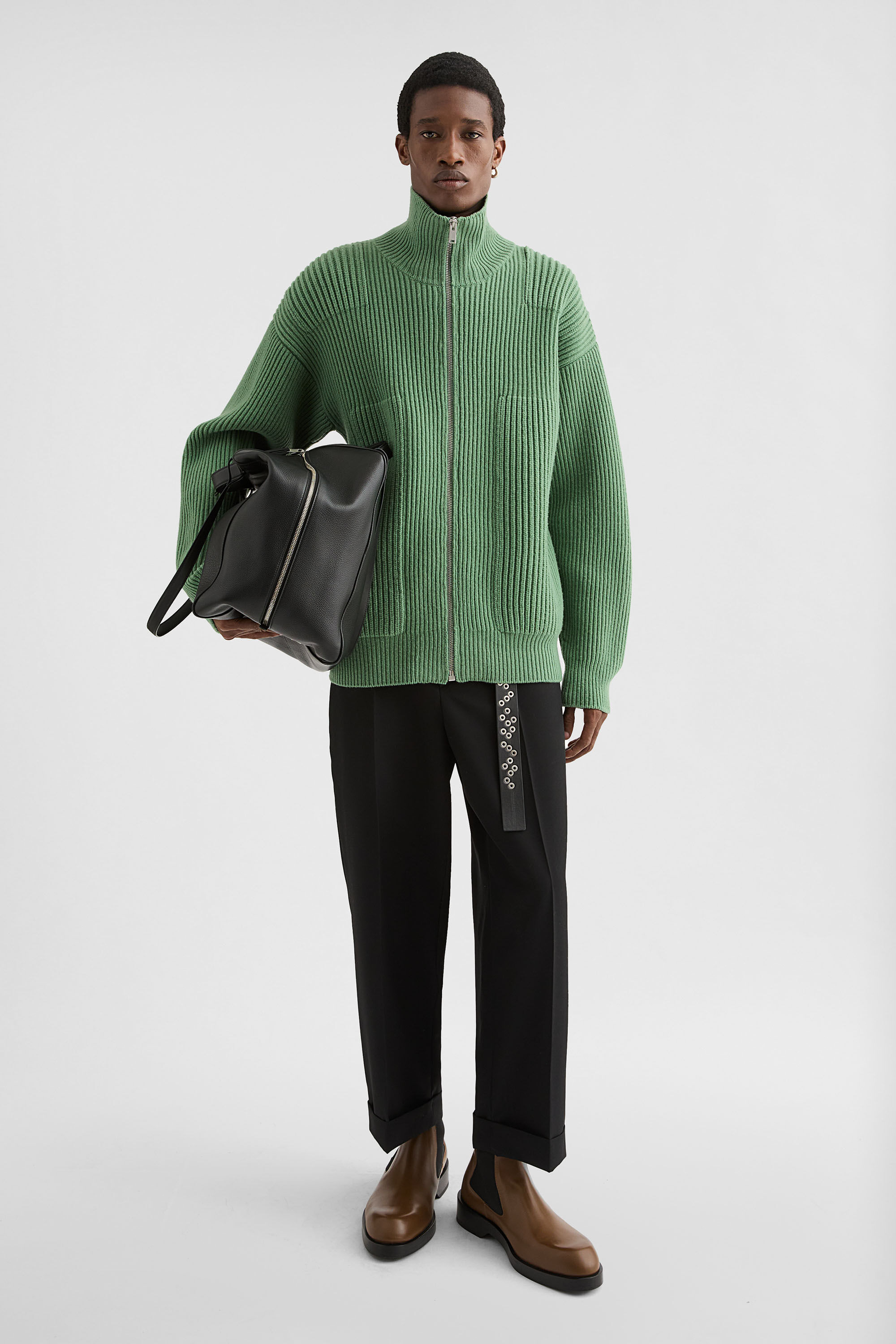 Wool Zip-Up Cardigan - 2
