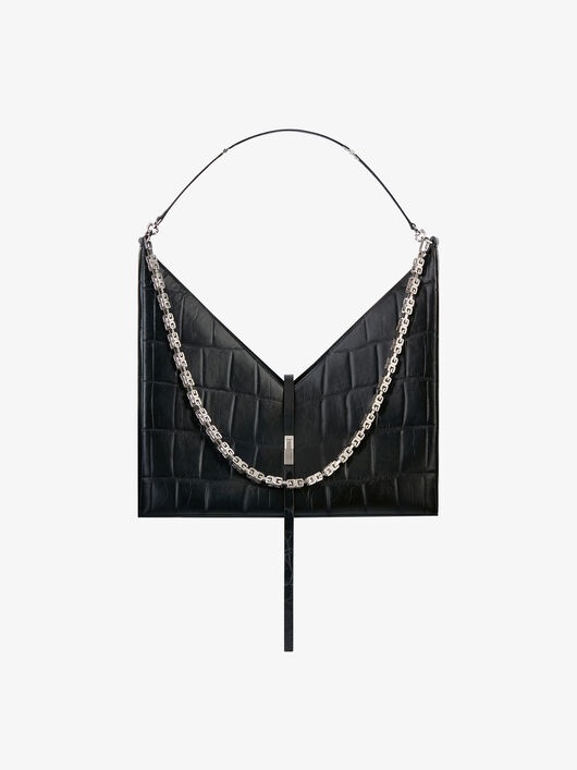 LARGE CUT OUT BAG IN CROCODILE EFFECT LEATHER WITH CHAIN - 1