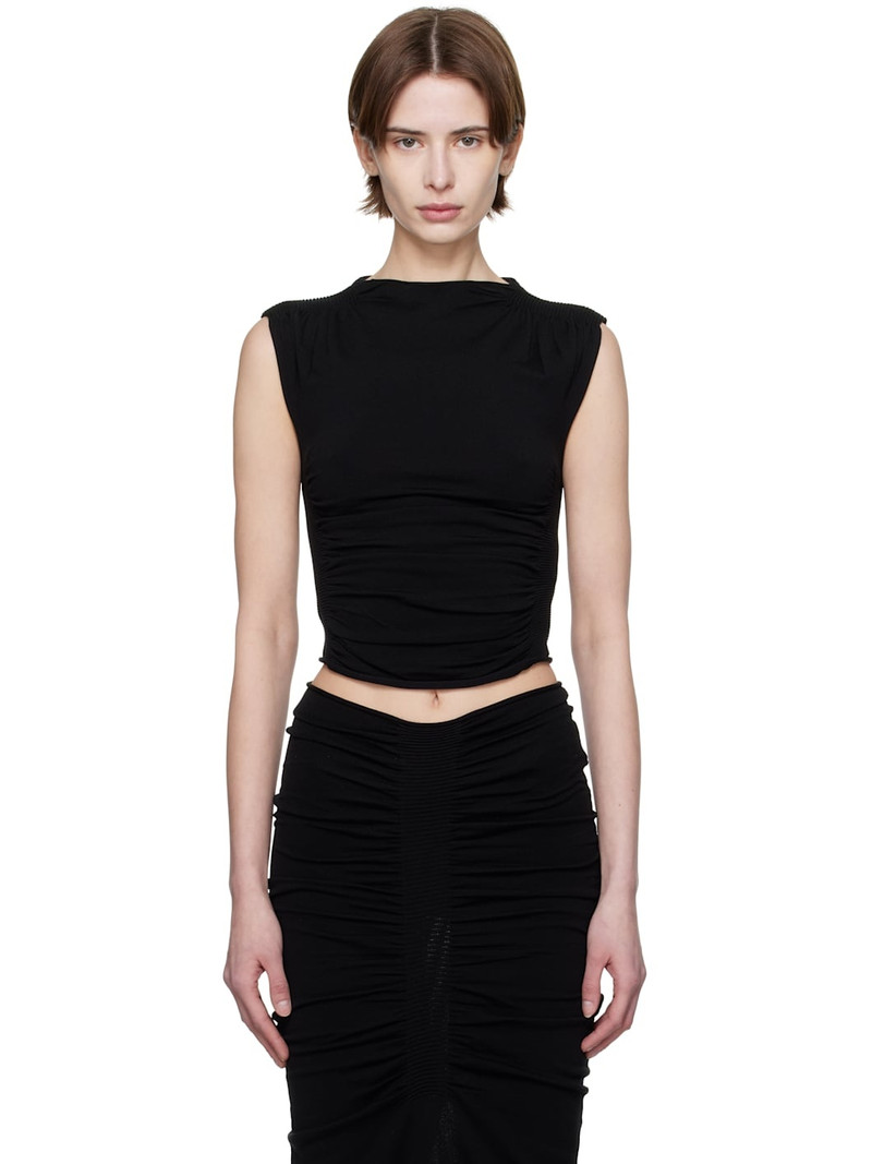 Black Ruched Tank Top - 1