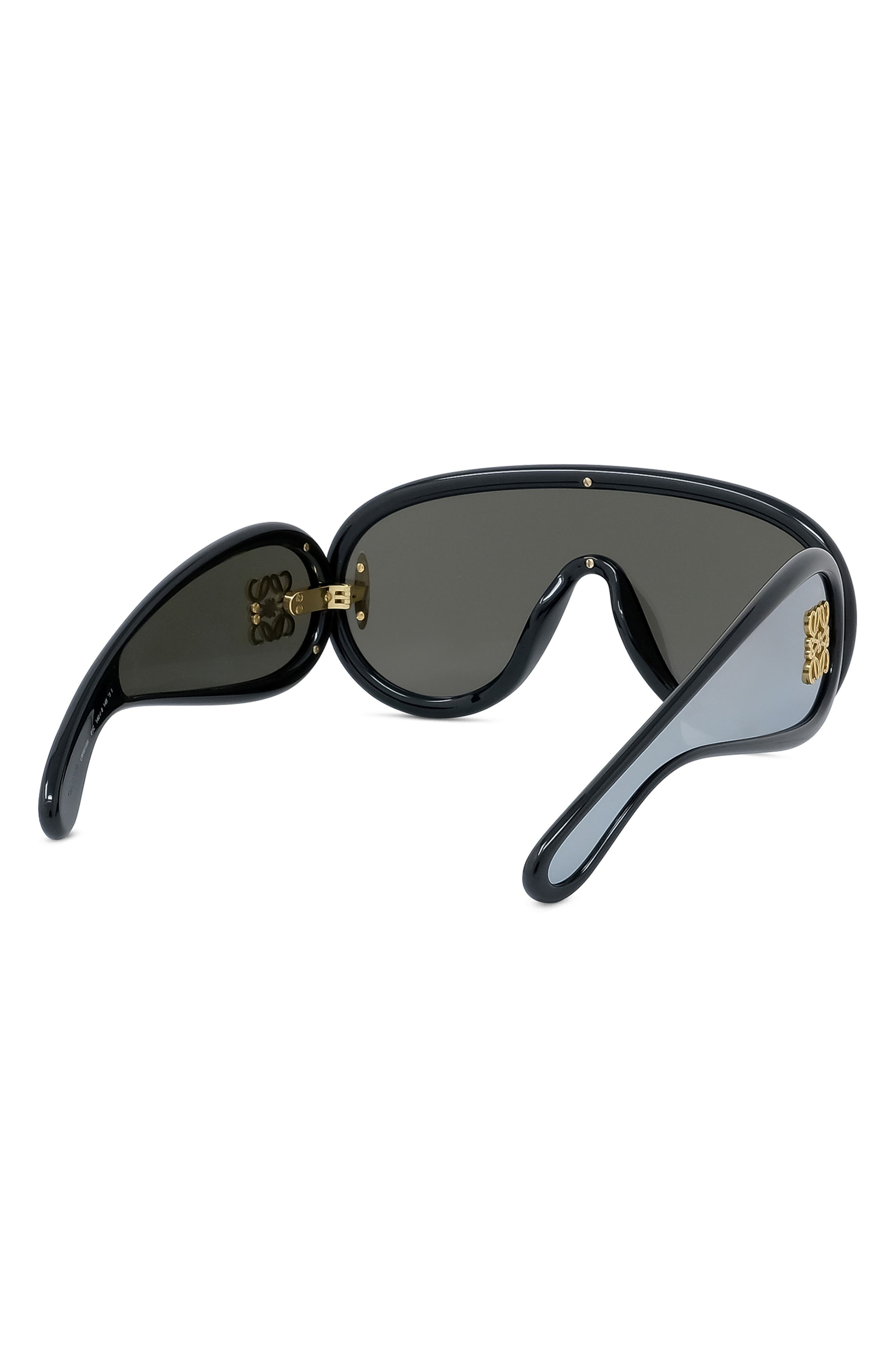 Loewe x Paula's Ibiza 56mm Mask Sunglasses in Shiny Black /Smoke Mirror at Nordstrom - 3