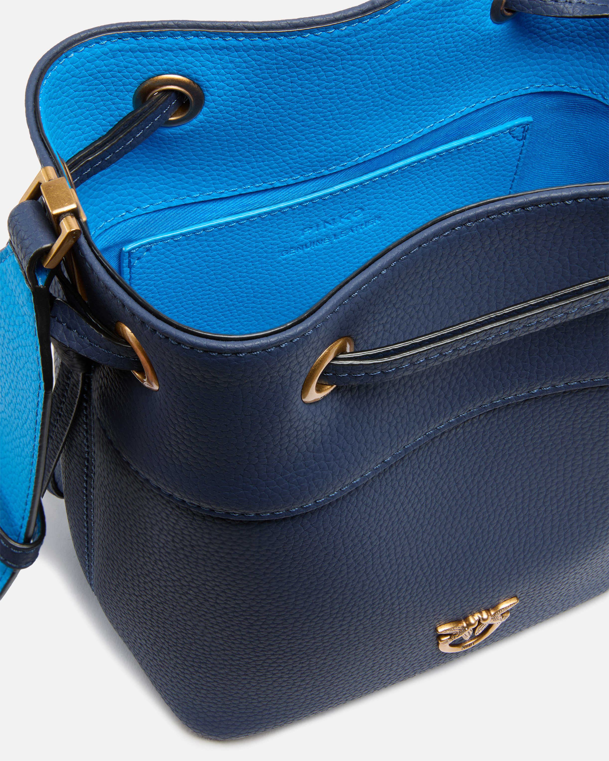 SMALL FULL-GRAIN LEATHER BUCKET BAG WITH LOVE BIRDS LOGO - 4