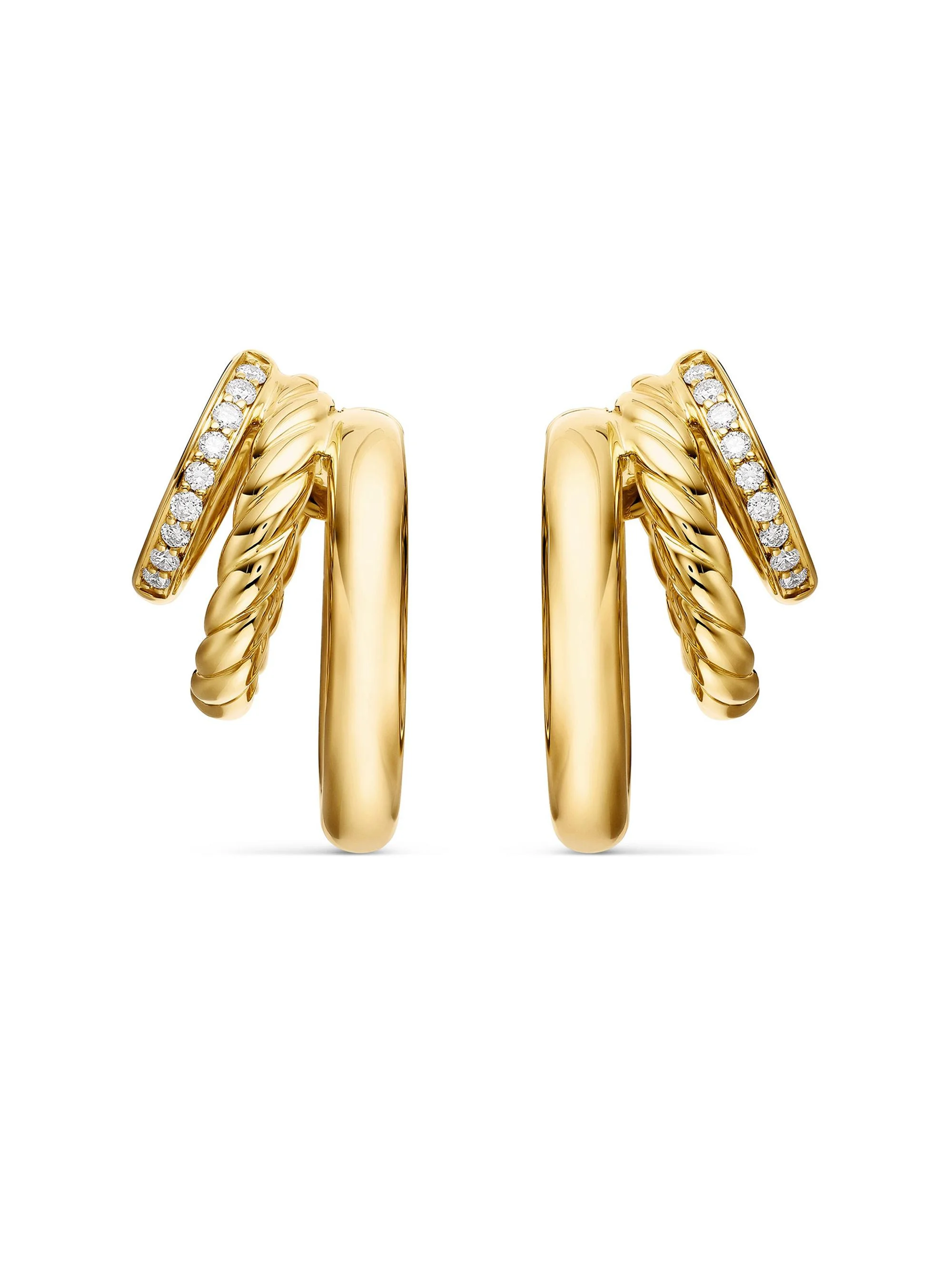 Women's Mercer Multi Hoop Earrings in 18K Yellow Gold with Pavé Diamonds - Diamond - 1