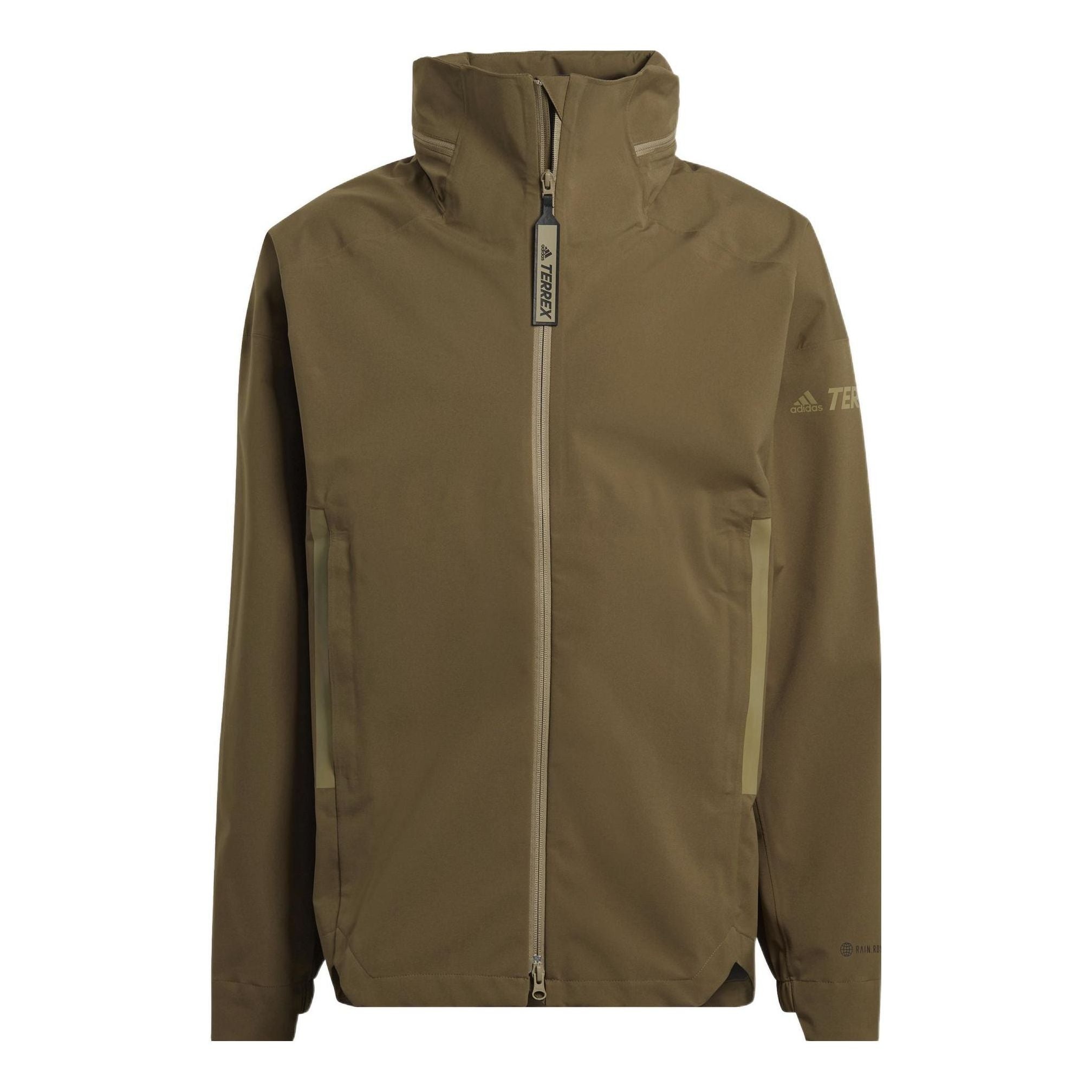 Men's adidas Terrex C Myshelter.R Waterproof Sports Outdoor Hooded Jacket Dark Olive Green H65698 - 1