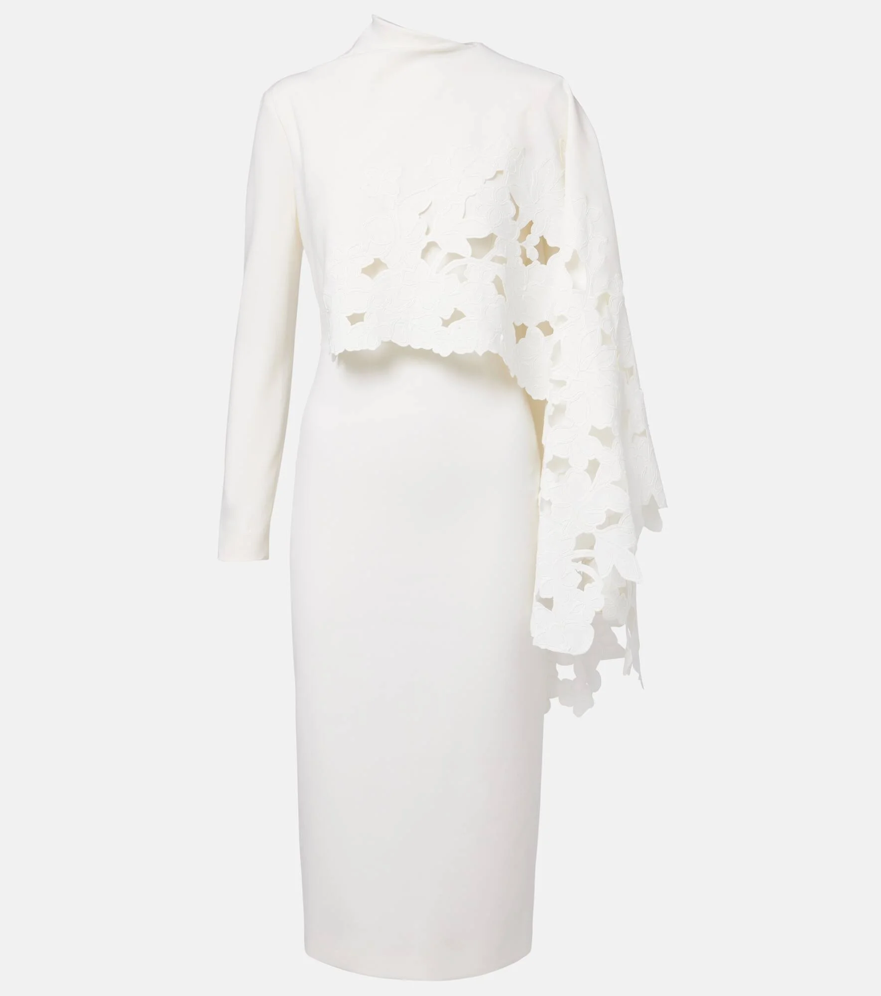 Cape-detail wool-blend midi dress - 1