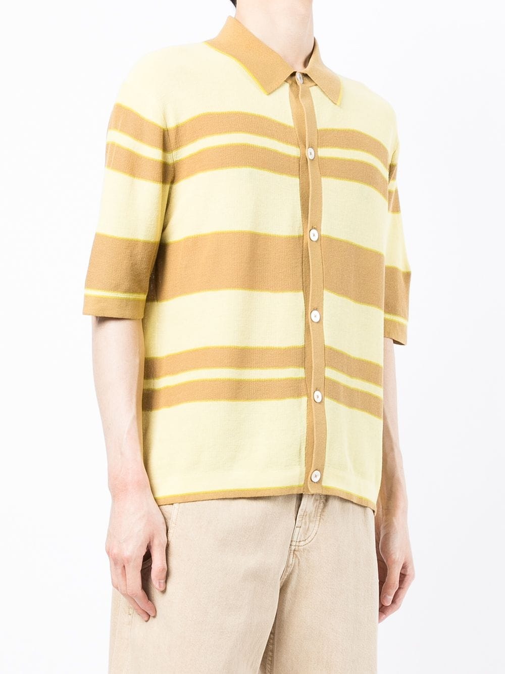 striped button-up polo shirt - 3