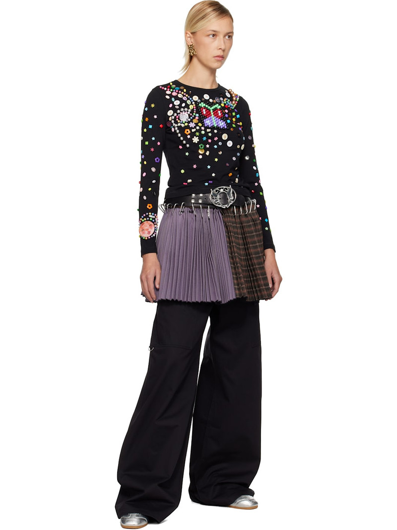 Chopova Lowena Black Night Defunct Beaded Jersey T-shirt outlook