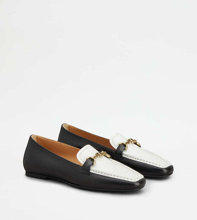 LOAFERS IN LEATHER - BLACK, WHITE 3